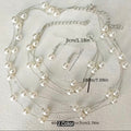 3PCS Layered Faux Pearl Jewellery Set for Women – Multi-Strand Pearl Necklace, Matching Bracelet & Pearl Drop Earrings, Elegant Wedding Party Accessories