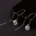 Silver Cube Threader Drop Earrings • The Linear Collection