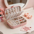 Portable Travel Jewellery Organiser Box for Women – PU Leather Jewellery Storage Case for Rings, Earrings, Necklaces & Bracelets