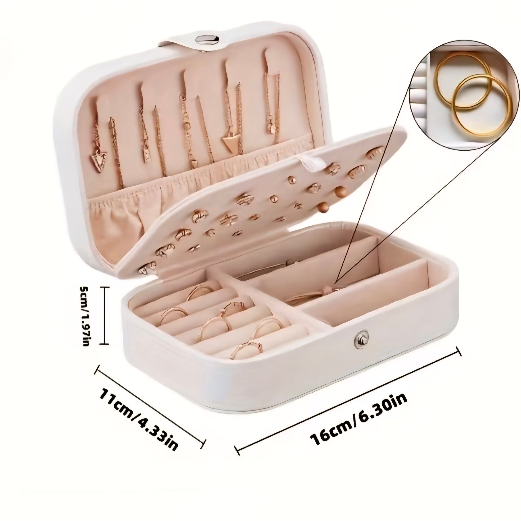Portable Travel Jewellery Organiser Box for Women – PU Leather Jewellery Storage Case for Rings, Earrings, Necklaces & Bracelets