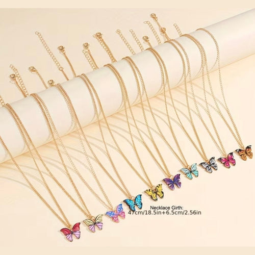 Butterfly Wish Necklace on Inspirational Card – Colorful Butterfly Pendant Necklace Gift for Women & Girls