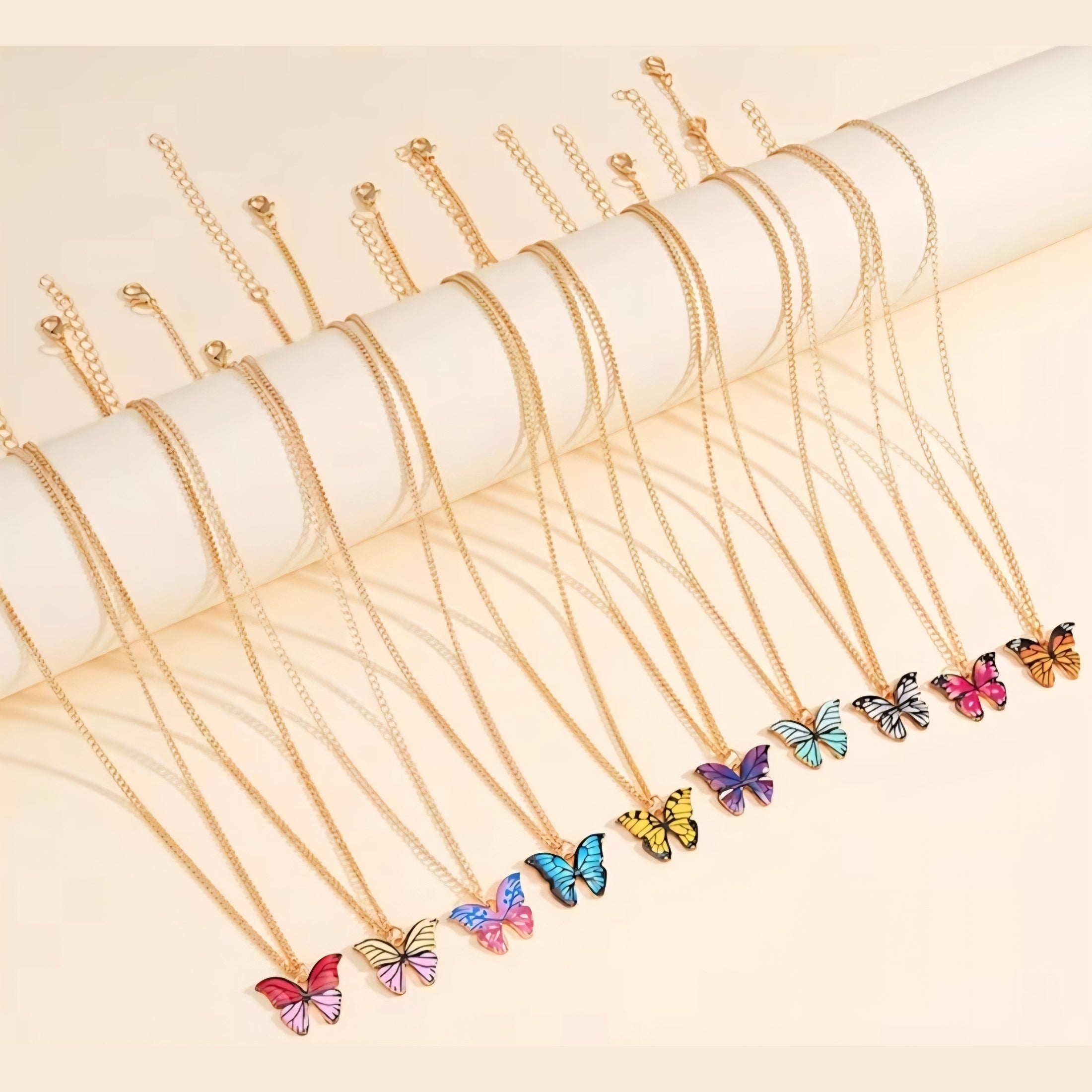 Butterfly Wish Necklace on Inspirational Card – Colorful Butterfly Pendant Necklace Gift for Women & Girls