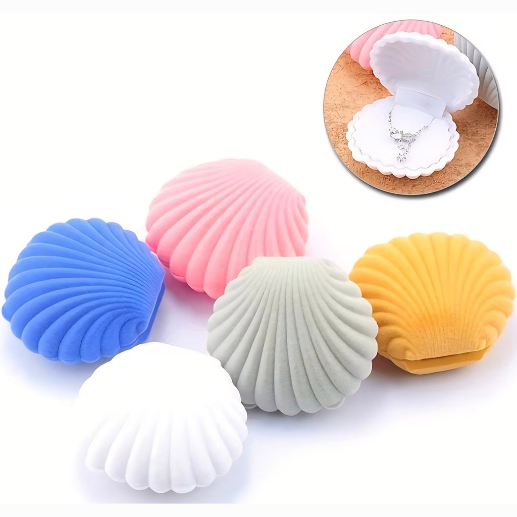 Seashell Velvet Jewellery Gift Box – Elegant Ring & Keepsake Storage Case