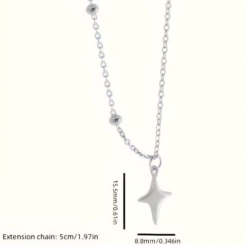 Silver Star Pendant Necklace - Minimalist Celestial Grunge Chain
