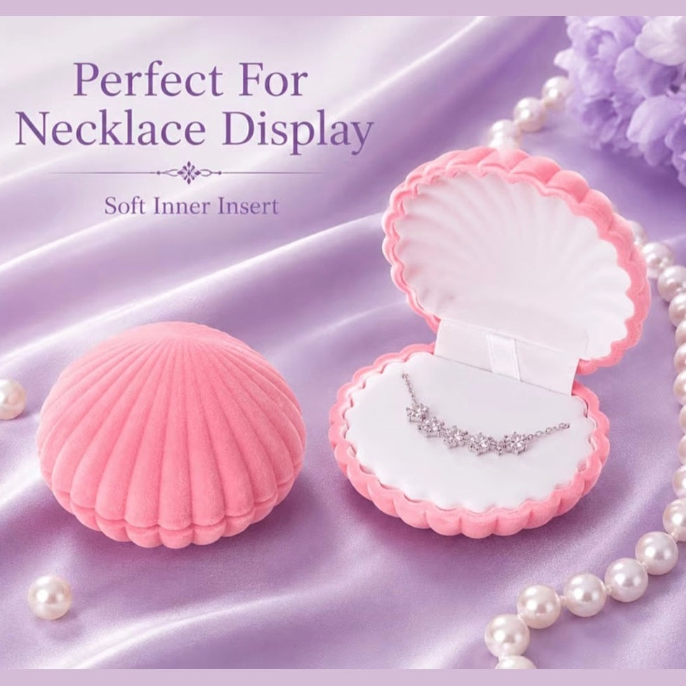 Seashell Velvet Jewellery Gift Box – Elegant Ring & Keepsake Storage Case