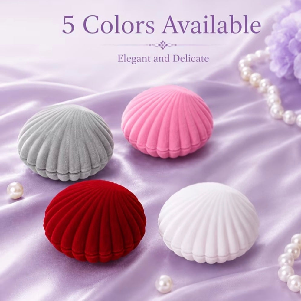 Seashell Velvet Jewellery Gift Box – Elegant Ring & Keepsake Storage Case